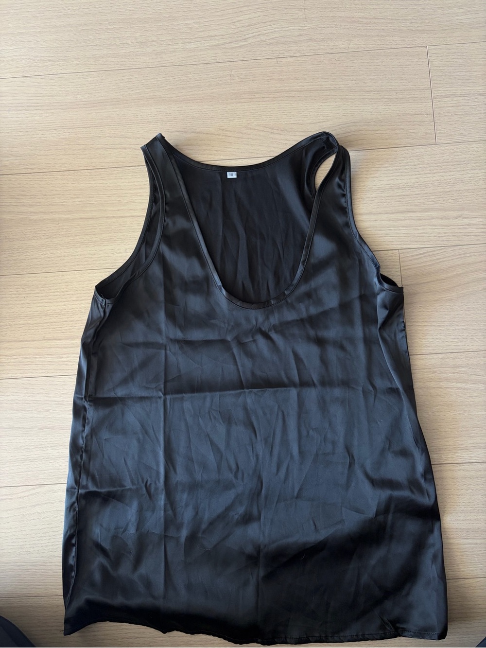 Black Satin Scoop Neck Tank Top